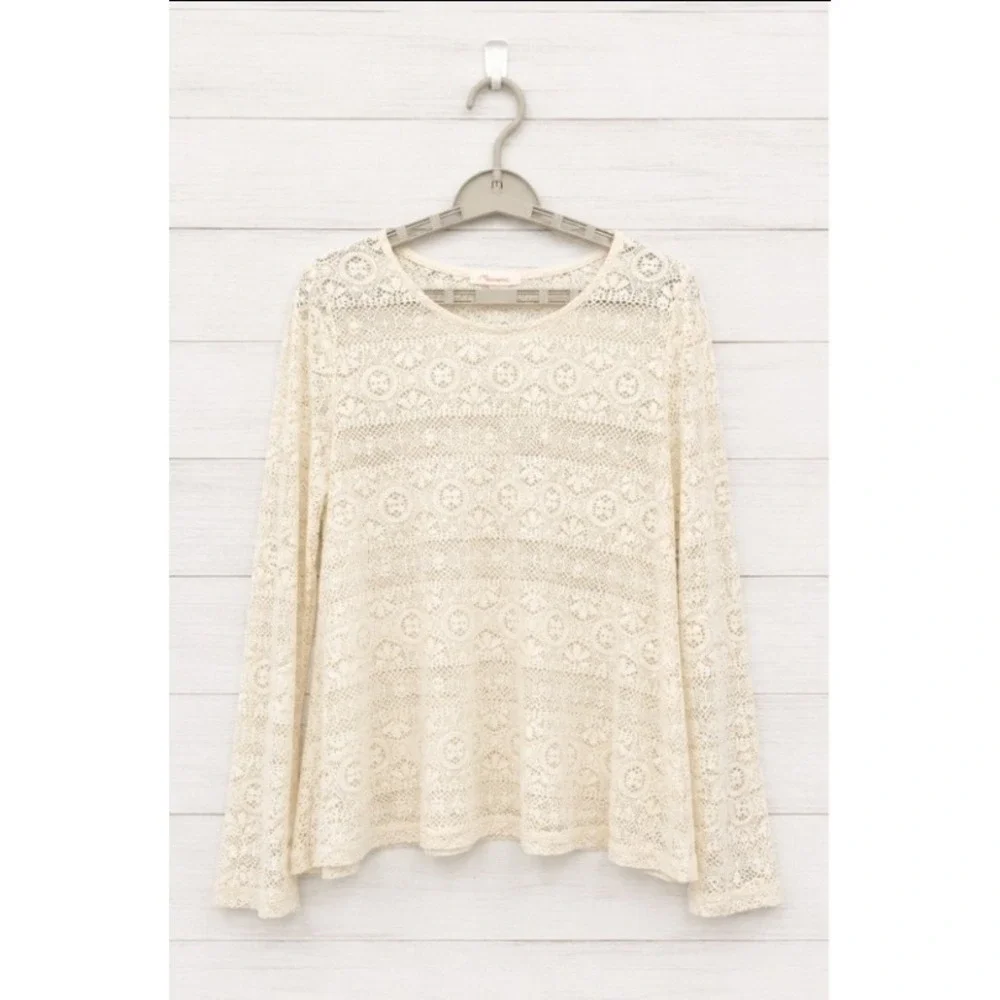 Anthropologie Maronie Cream Mesh Lace Size Medium New BoHo Minimalist D30
